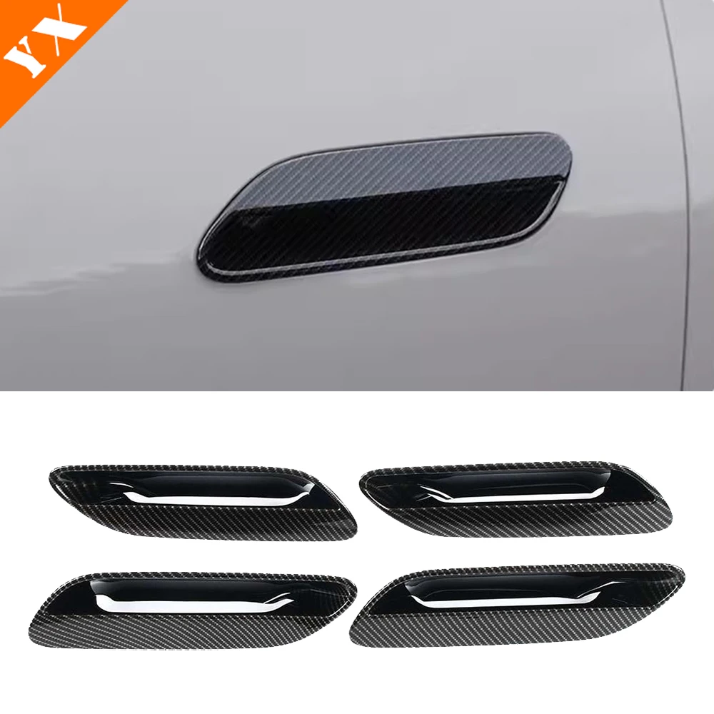 For xiaomi SU7 Pro MAX Accessories 2024 Carbon Black Car Side Door Knob Protector Door Handle Frame Anti Scratch Cover Trim 4pcs