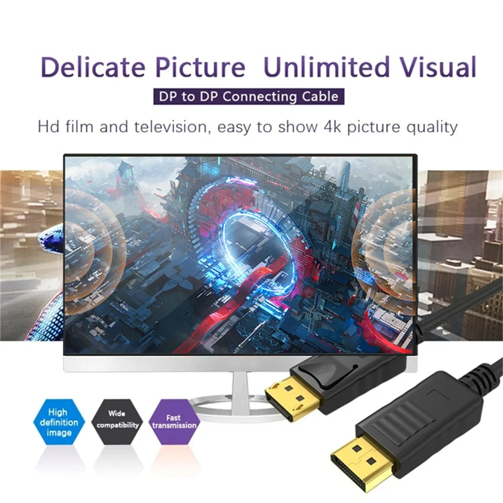 DP-auf-HDMI-kompatibles Kabel, 1,8 m, 4K-HD-Adapter, Display-Kabel, Computer-Monitor-Kabel, wandelt große DP-auf-HDMI-kompatible um – Detail 4