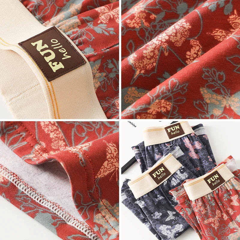 メンズコットンボクサーショーツ3枚 プリントスポーツ下着 通気性のあるルーズトランクス、毎日やアクティブな活動に最適な快適なラウンジウェア