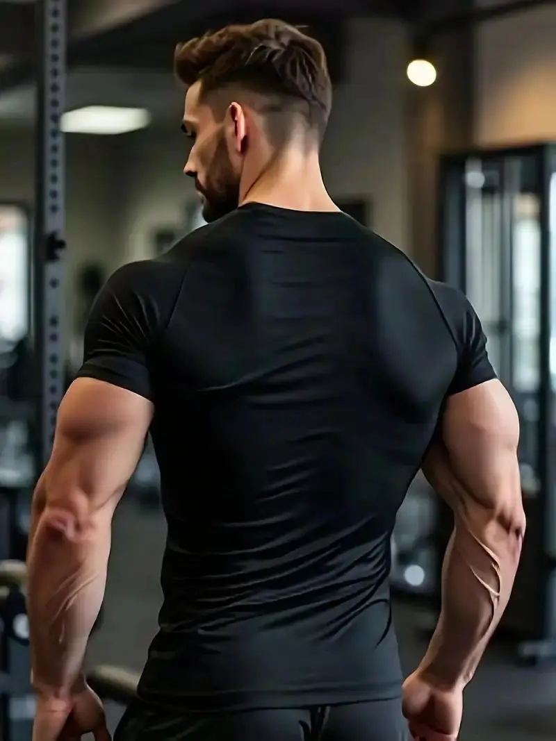 Gym Short Sleeve Running T-Shirt Men's Compression Long Sleeve Shirt Sun Protection Quick Drying Outdoor Sports Top Sportswear