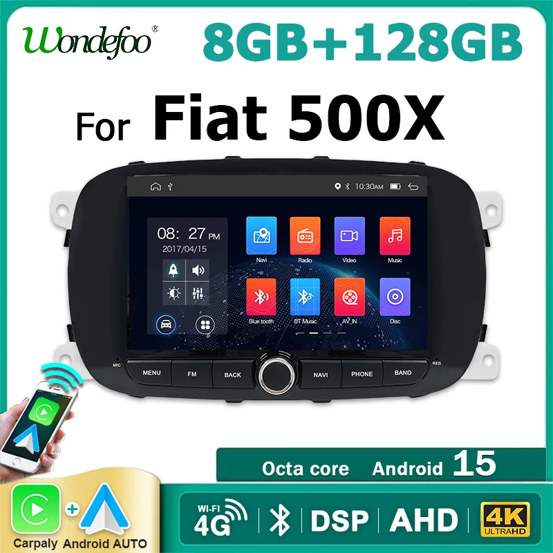 Autoradio Android 15 con Schermo da 7 Pollici, Carplay Wireless, Stereo Auto 2 DIN per Fiat 500X 2014-2020, Lettore Multimediale Bluetooth con Navigazione