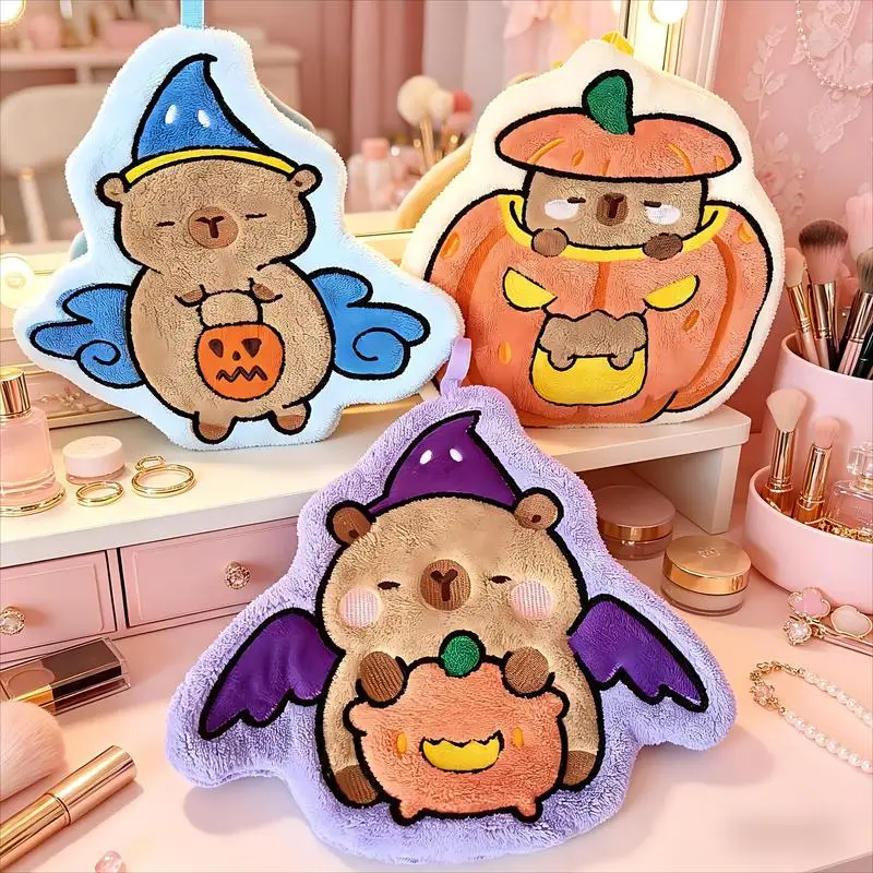 New Halloween Capibala Hand Wipes Hanging Home Kitchen Bathroom Coral Velvet Soft Water Absorbing Quick Drying