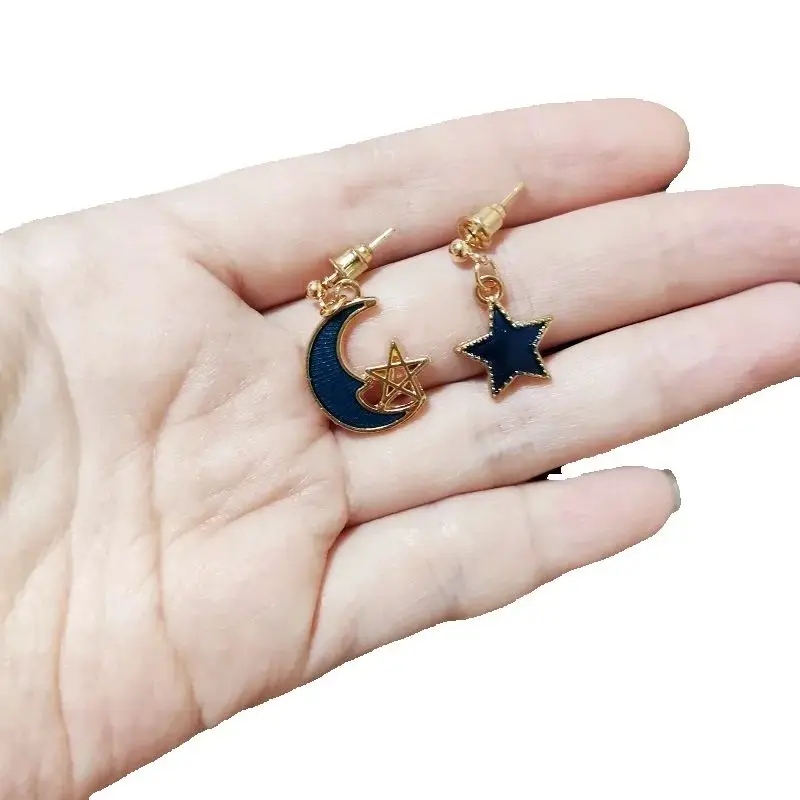 Новые-модные-асимметричные-серьги-с-синей-звездой-и-луной-для-женщин-и-детей-классические-милые-серьги-капли-для-девочек-ювелирные-изделия-в-подарок