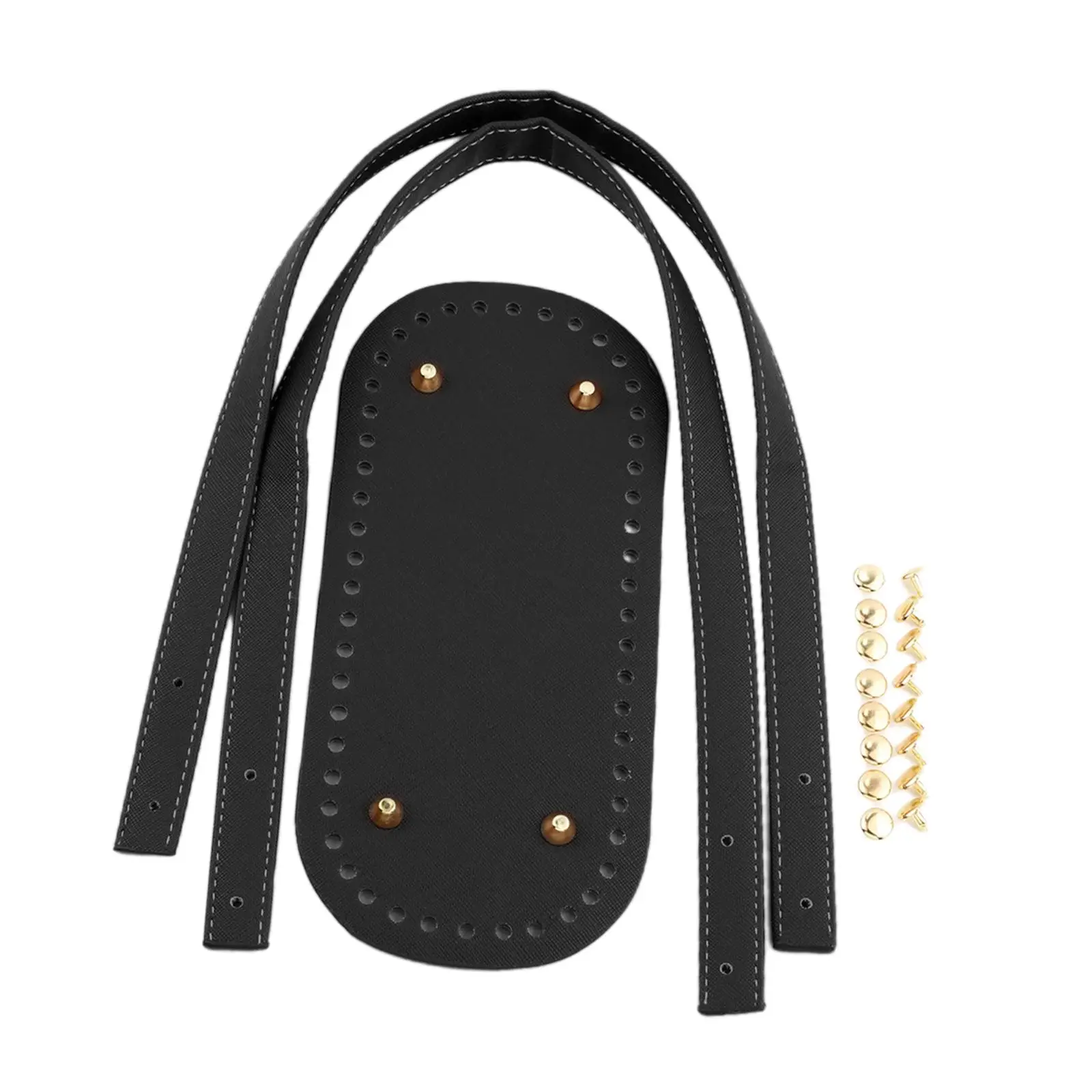 

Crochet Bag Bottom and Strap DIY Handmade with Holes PU Leather Parts Insert Cushion Base for Handbag Tote Women Underarm Bag