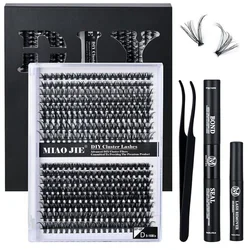 320PCS DIY Mix Clusters Kit 30D/40D Individual False Eyeashes Wispy Fluffy with Applicator Tools Self-Grafting At Home
