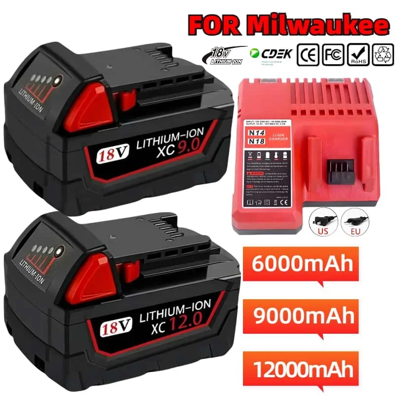 

18V 6.0Ah Original For Milwaukee Replacement Lithium Ion Battery M18 Power Tool Batteries 48-11-1815 48-11-1850 48-11-1860 Z50