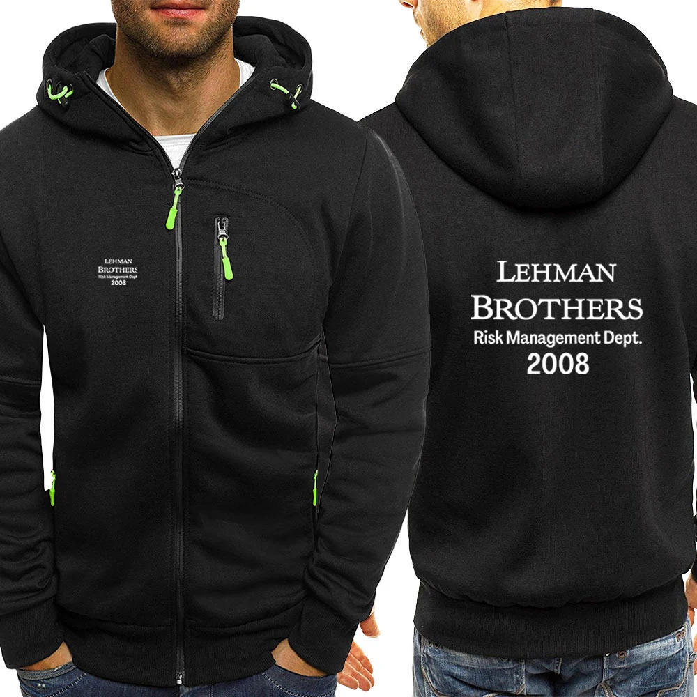 2025 Lehman Brothers Risk Management Department New Men Brand Printing Spring and Autumn Casual Zipper Hooded Versatile Coats