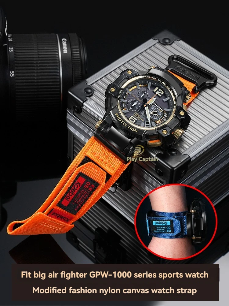 

Нейлоновый ремешок для Casio G-SHOCK GPW-1000 Space Explorer | Усиленный холщовый ремешок с | Тактическое обновление (черный/пустый свет)