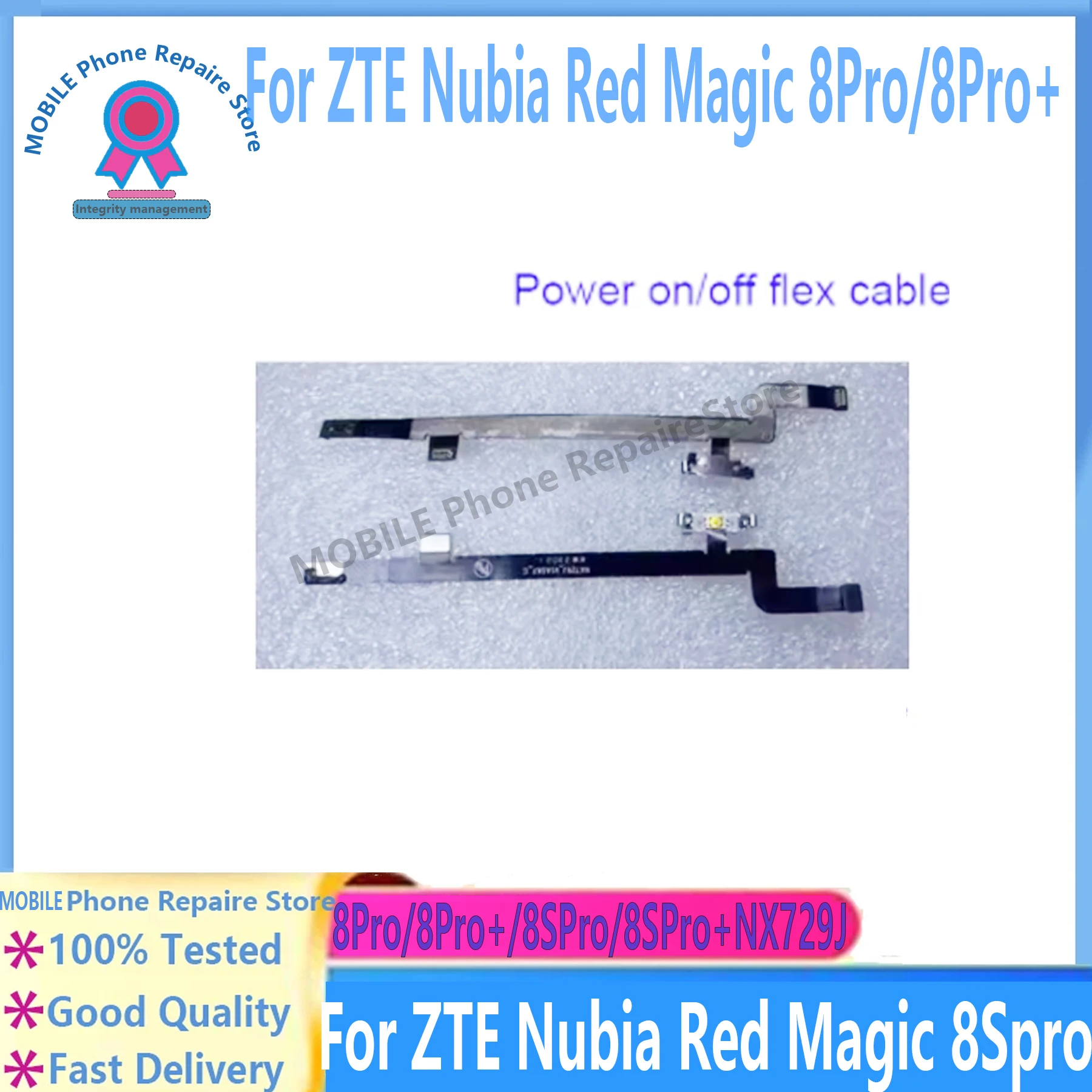 

Для ZTE Nubia Red Magic 8 Pro Кнопка регулировки громкости Гибкий кабель для Nubia RedMagic 8s Pro + разъем включения и выключения громкости вверх и вниз