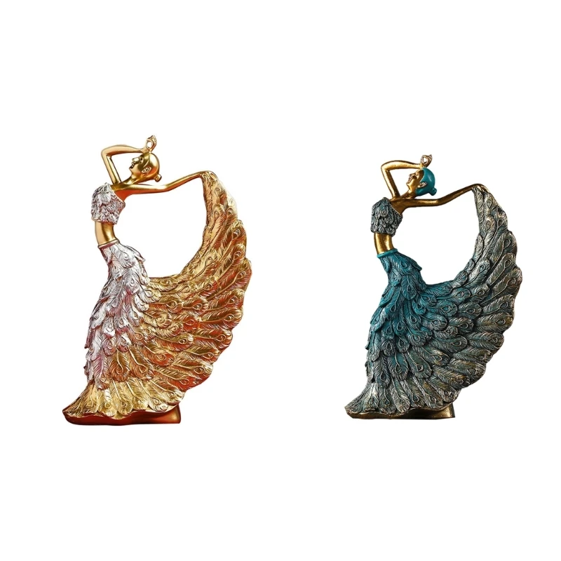 

Peacocks Dancer Figurine Statue Dancing Girl Sculpture Tabletop Decorations