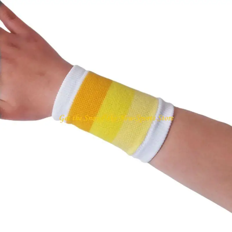 E56D 1 Pair Unisex Sport Wrist Protector Sweatband Gradient Rainbow Stripes Running Badminton Tennis Workout Knitted Bracelet