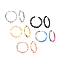 Trendy Hoop Earrings Clip For Women Men Gold Silver Plated Stainless Steel No Fading Round Earrings Piercing Jewelry Gifts