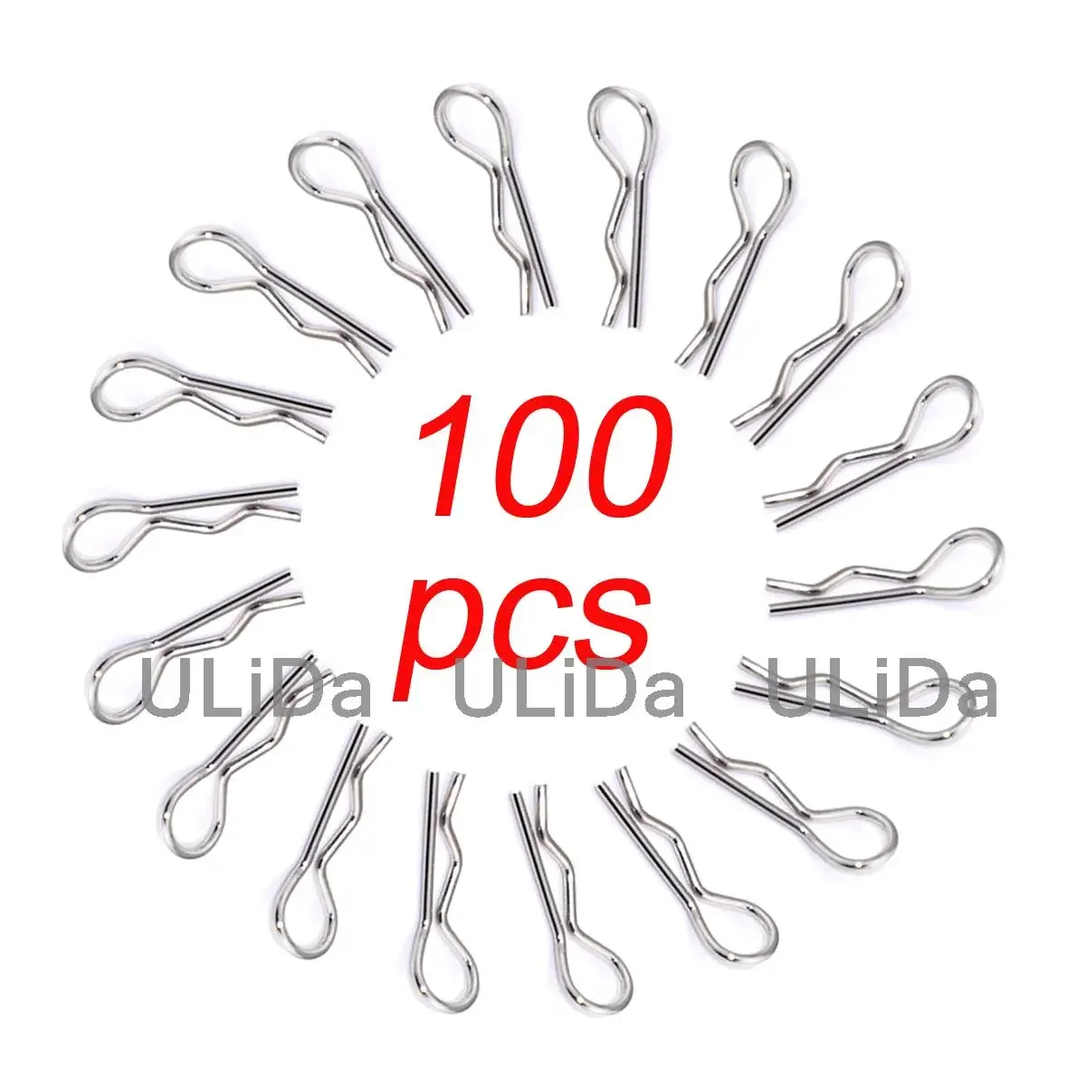 Clips de carrosserie en acier inoxydable, 100 pièces, 1/10 1/8, broches pour HPI Himoto HSP 02053 RC, coque de course de voiture, pièces de queue de vent