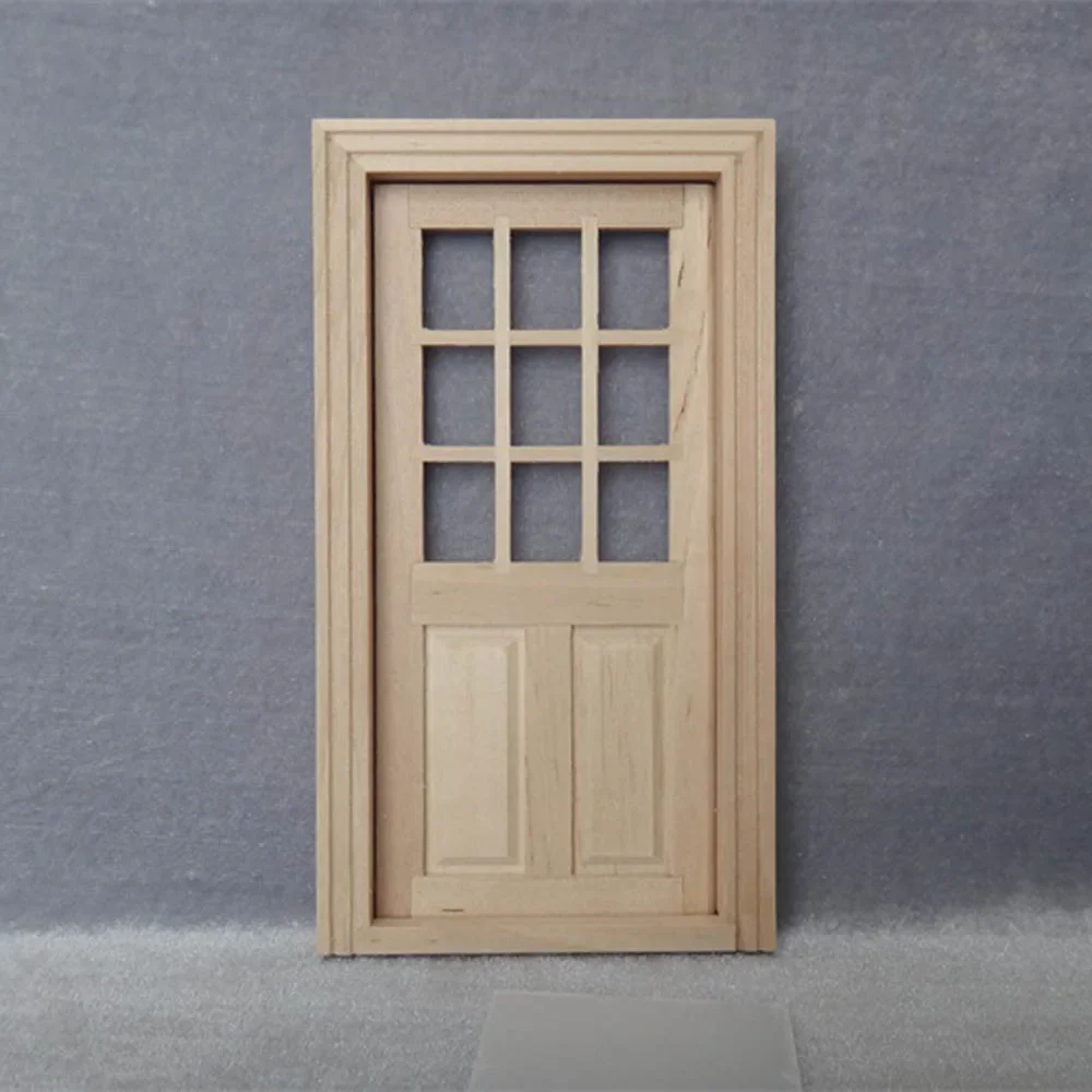 

1/12 Dollhouse Miniature Accessories Mini Wooden 9 Lattice Door Simulation Furniture Model Toys Doll House Decoration