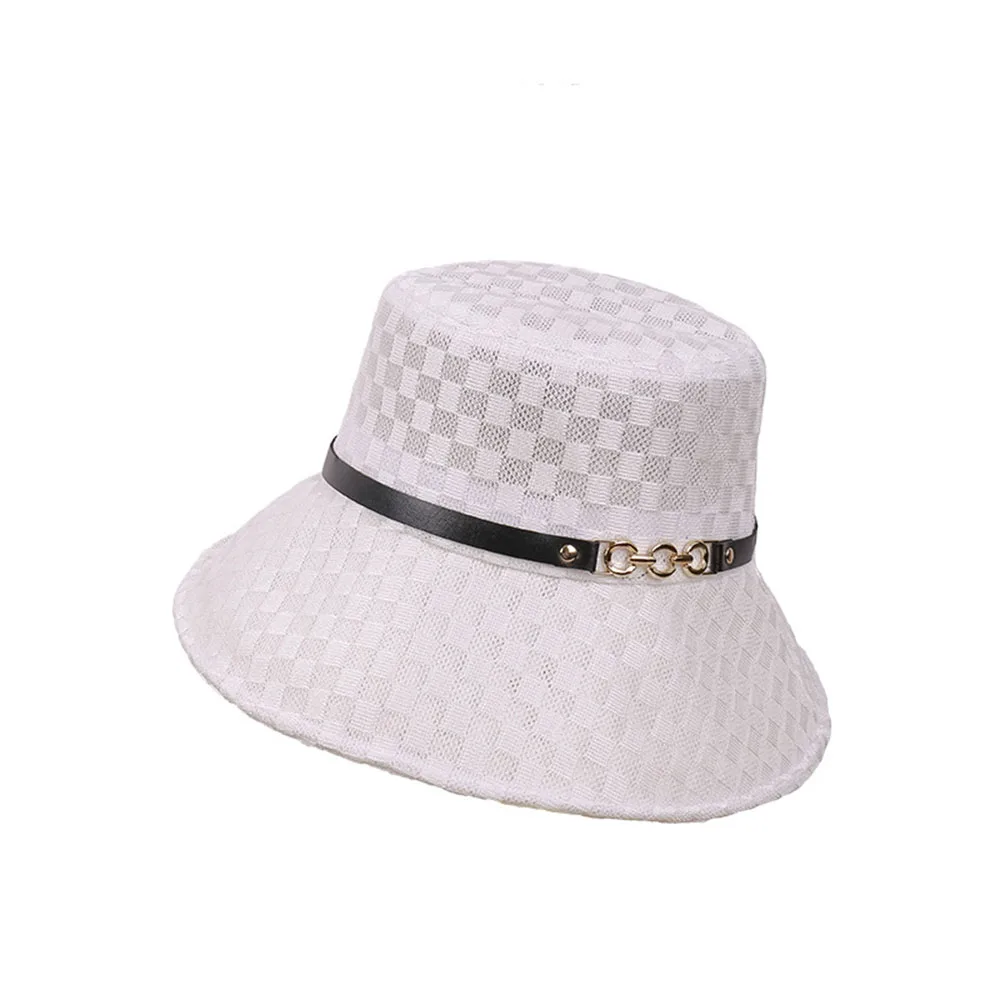 Neue modische Damen-Outdoor-Bucket-Hüte, lässige Reisehüte, karierte personalisierte Bucket-Fischerhüte, Freizeithüte, Sonnenschutzhüte – Detail 11