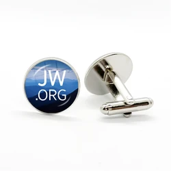 2023 New Steampunk JW.ORG Cufflinks Steampunk Jehovah's Witnesses Glass Dome Cuffs Jewelry Handmade Gifts Round Shirt Cuff