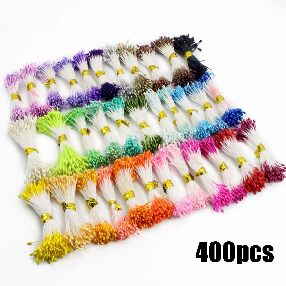 400PCS/Lot Scrapbooking Double Heads Hand-made Wedding Decoration Pistil DIY Floral Craft Artificial Pearl Flower Stamen