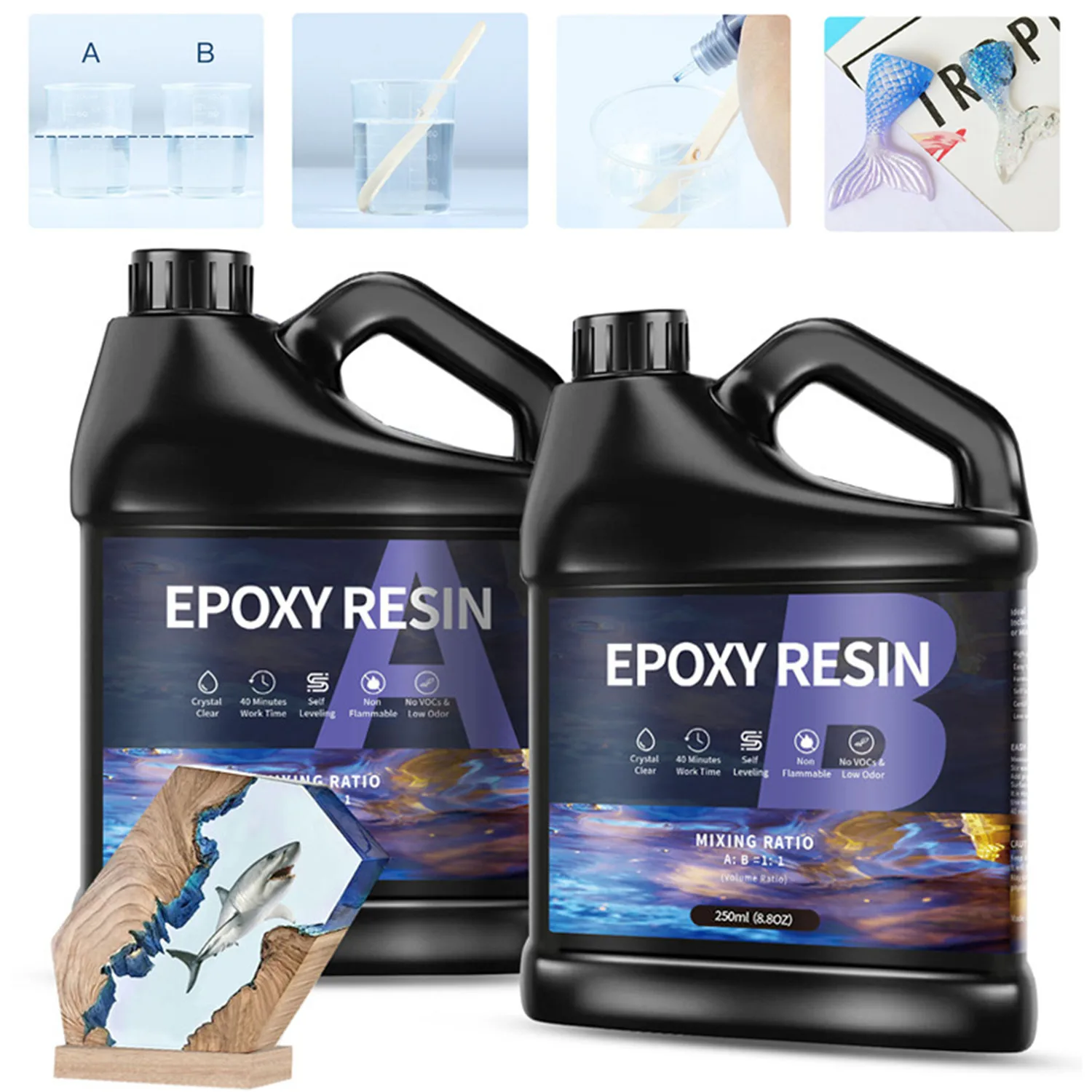 500ml 1:1 AB Resin Epoxy Glue Kit High Adhesive Hardener Crystal Glue for DIY Jewelry Making Mixed Clear DIY Resin Mold Crafs