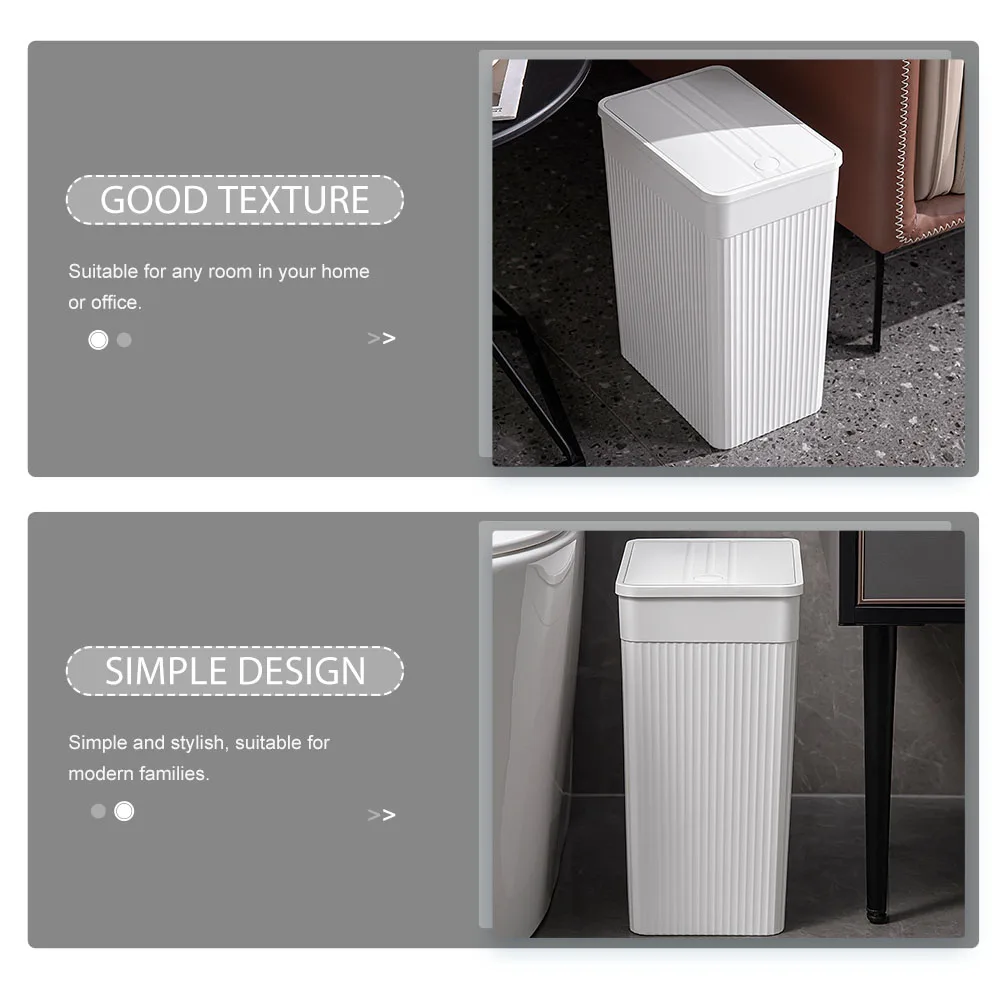 

Push Trash Can Compact Bedroom Garbage with Lid Wastebasket Bin for Pp Bathroom