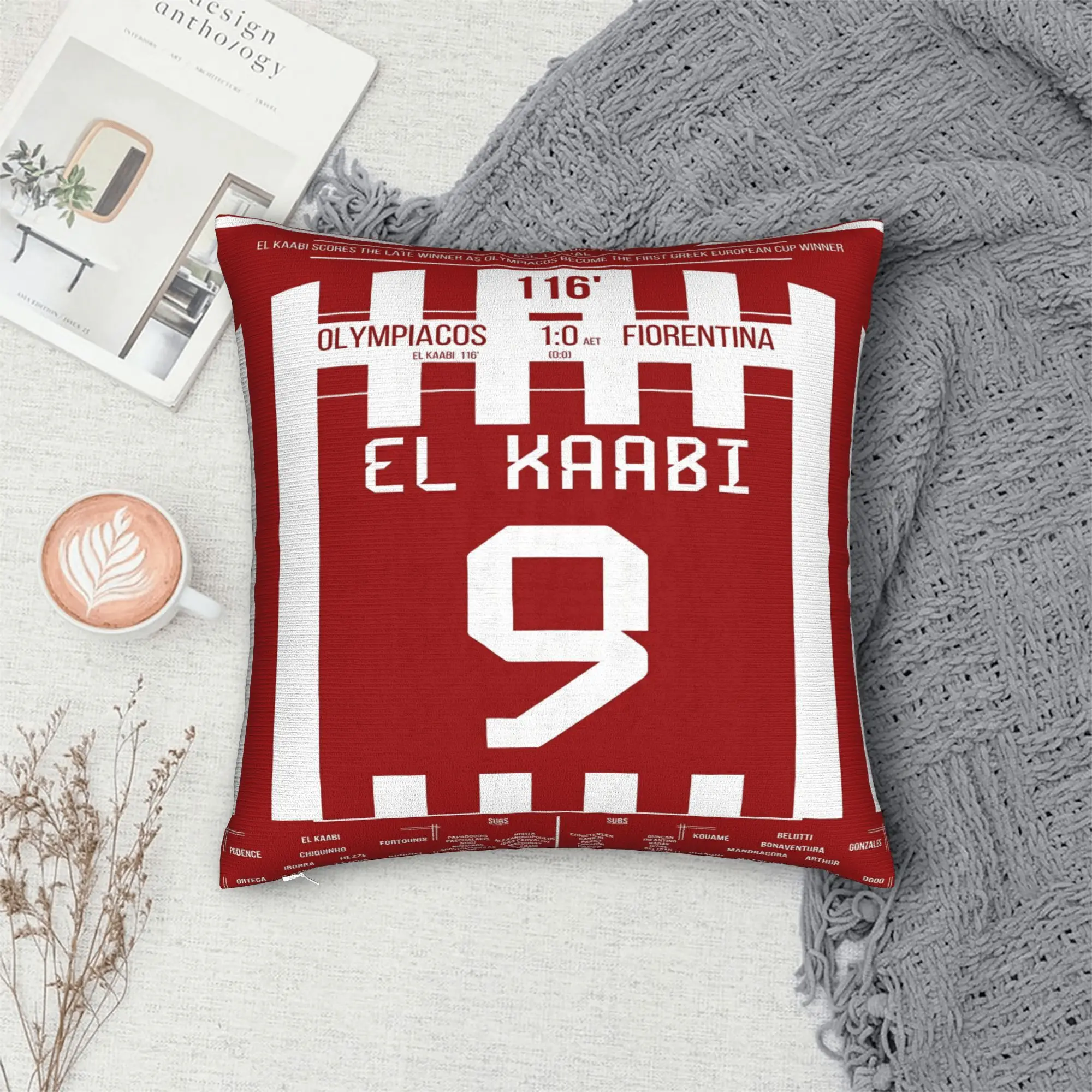 Double Sided Kirby Shooting Olympiacos Pattern Decorative Throw Pillow Case Artistic Game Style Cushion Cover for Sofa Home