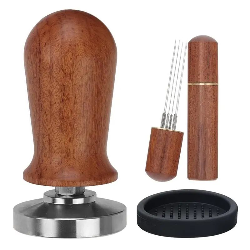ABKP-51Mm Espresso Tamper Set, Pressure Calibrated Coffee Tamper With Spring Loaded, Silicone Mat, Stirrer Espresso