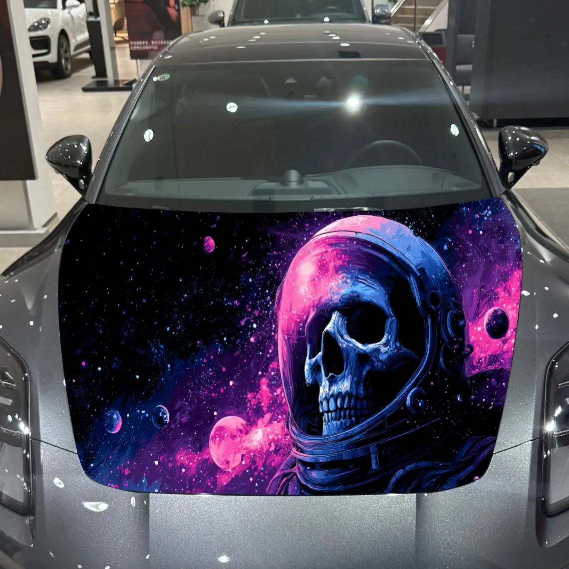 

Cool and Unique Skeleton Astronaut Auto Cover Sticker, Waterproof and Self-adhesive Car Hood Decal, Auto Vinyl Wraps, Cool Car E