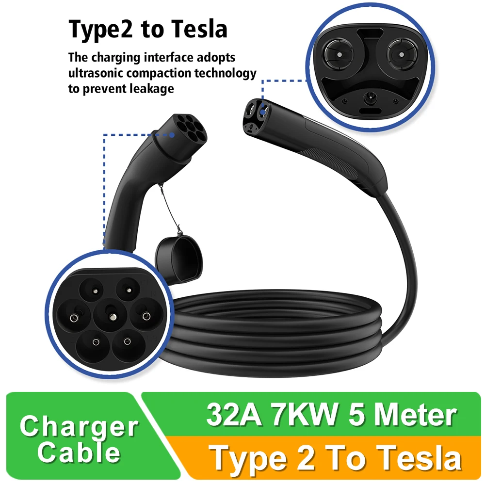 Lonlink tipo 2 para tesla cabo de carregamento conector do carregador do veículo elétrico dispositivos carro elétrico ev cabo carregador 5m para