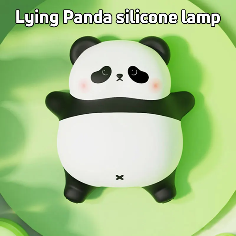 

Lying Panda silicone lamp Creative Living Room Night Light Panda Pat 3-Levels Adjustable Light Desktop Decoration Cartoon Gift