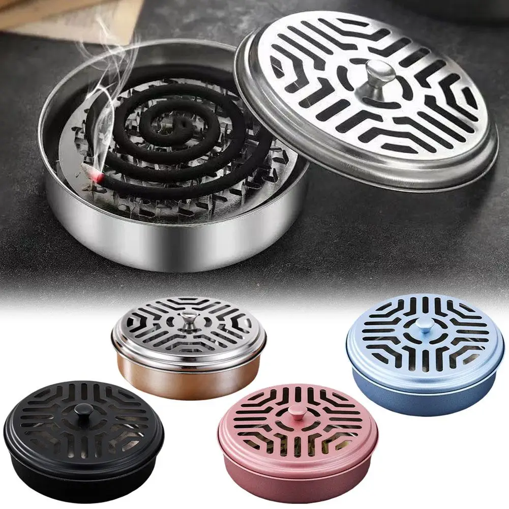 Mosquito Coil Box Portable Mosquito Coil Holder Stainless Steel Box Mesh Coil Burner Sawtooth Plate Mosquito Round Box Ince I8D3