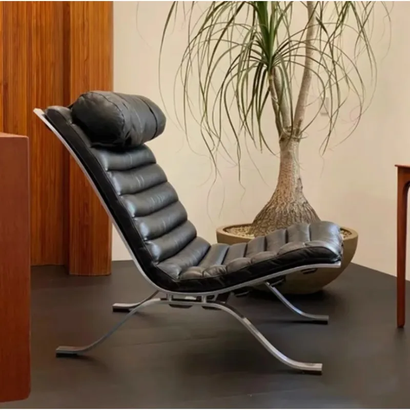 

Leisure chair living room high-end retro recliner medium antique stainless steel sofa chair comfortable