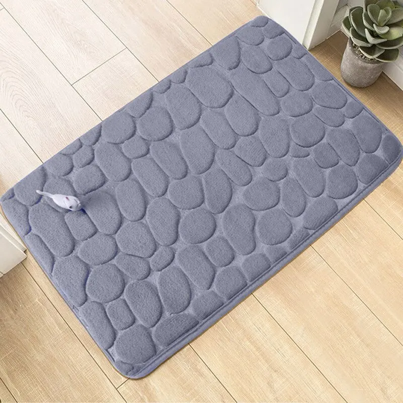 Bathroom Foot Mats Coral Velvet Mats Embossed Stone Memory Foam Embroidery Thickened Absorbent Mats Door Mats G003