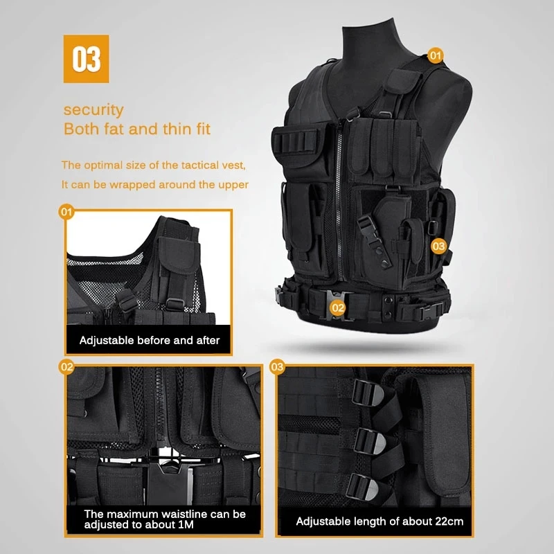 Imagem -06 - Tactical Hunting Vest com Peito Rig Caça Roupas de Segurança Swat Jacket Molle Multi-bolso Exército cs Hunting Acessórios Camping