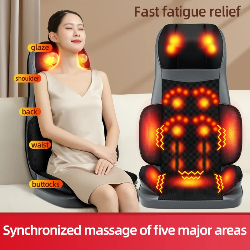 Electric Heating Back Waist Massager for Car Chair Office Lumbar Neck Vibration Cushion Shoulder Back Massage Cushion