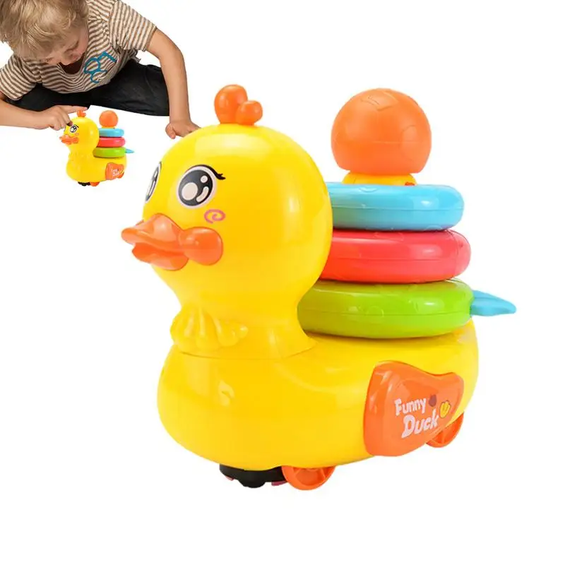 Toddler Musical Duck Toy Funny Moving Musical Duck Teether Toy For Girls Kid Learning Development Toy With Music & LED Lights