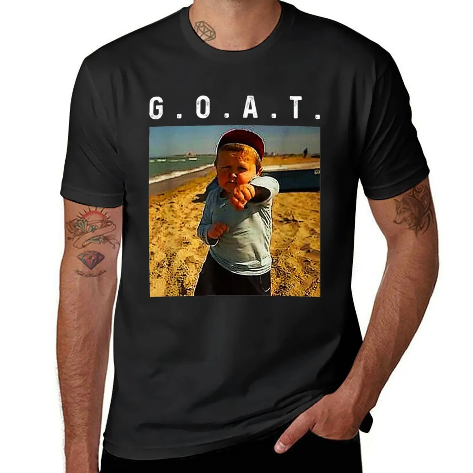 G. O. A. T. - Hasbulla - Hasbulla Hasbullah smile T-Shirt sports fans vintage summer tops Men's cotton t-shirt