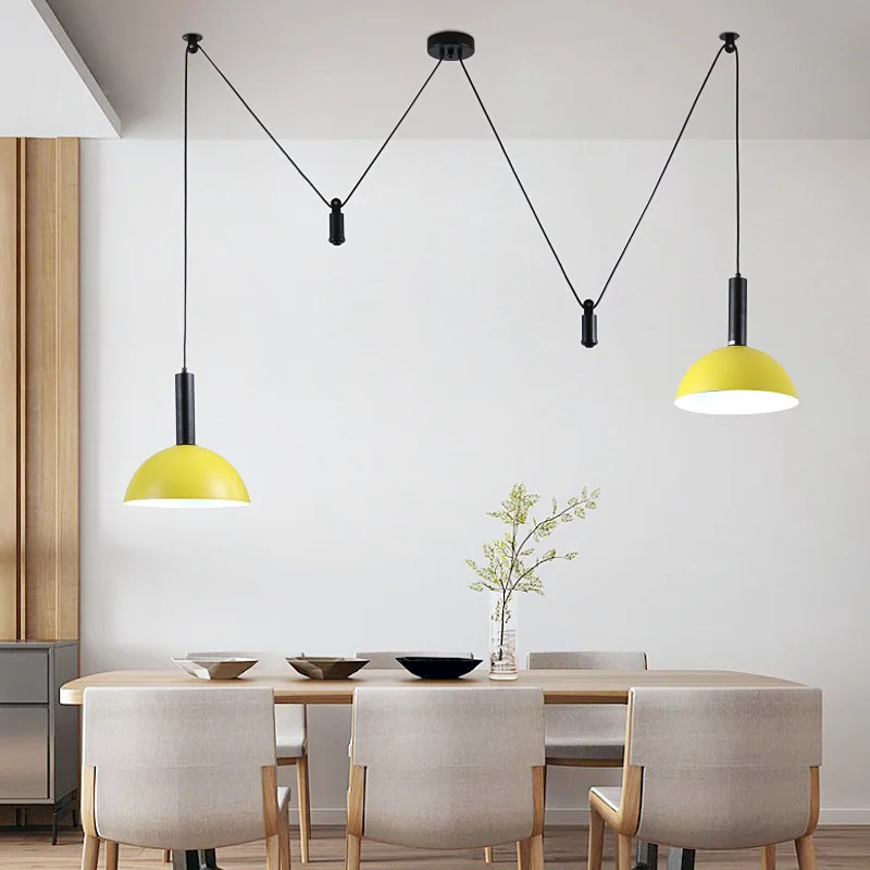 Lampade a sospensione a LED sollevabili nordici sala da pranzo regolabile in altezza cucina isola Loft lampade a sospensione decorazioni per interni