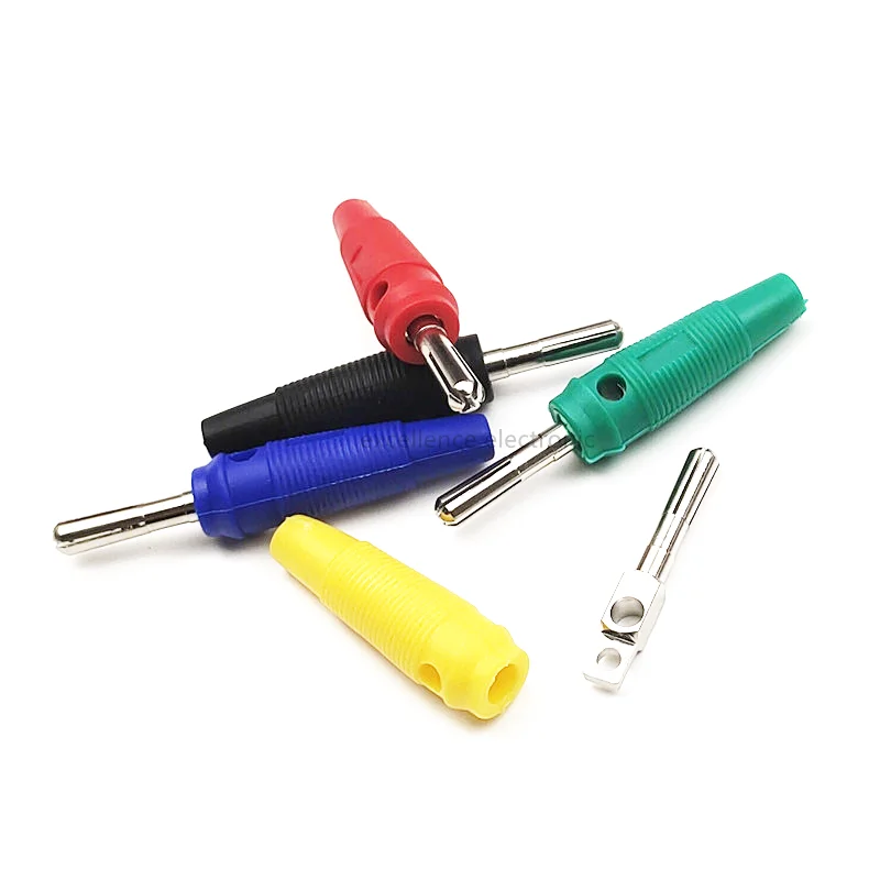 5PCS 4mm Cross Groove Banana Plug Copper Nickel Plated 32A High Current Welding 4mm Hole Connector Assembly Type