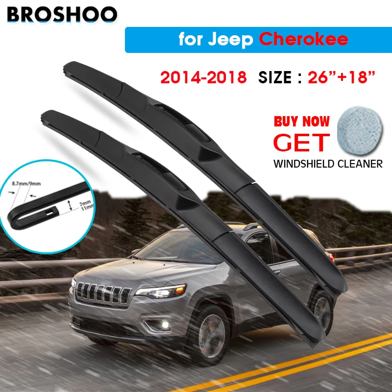 

Car Wiper Blade For Jeep Cherokee 26"+18" 2014-2018 Auto Windscreen Windshield Wipers Window Wash Fit U Hook Arms