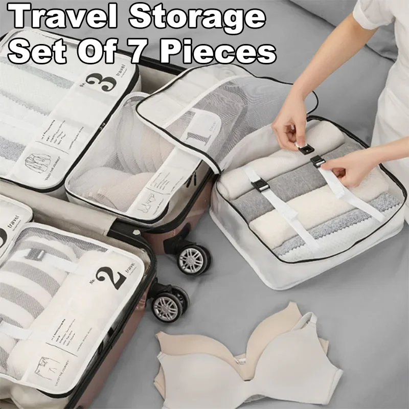 6 Pcs Travel Clothes Storage Waterproof Bags Portable Luggage Organizer Pouch Packing Cube 6 Colors Local Stock Hot Selling