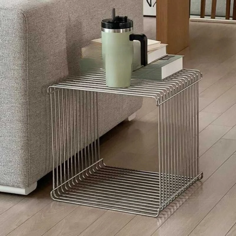 Sofa side few medieval creative mini bedside shelves lines small table stainless steel coffee table floor magazine rack