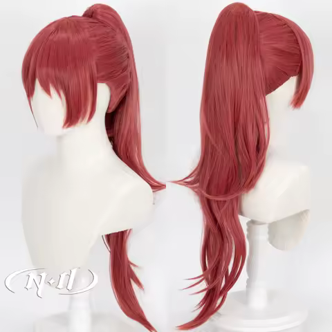 ND Sakura Kyouko Cosplay Wigs Anime Puella Magi Madoka Magica Cosplay Long Raspberry Red Hair Wigs for Comic Con Coser Synthetic