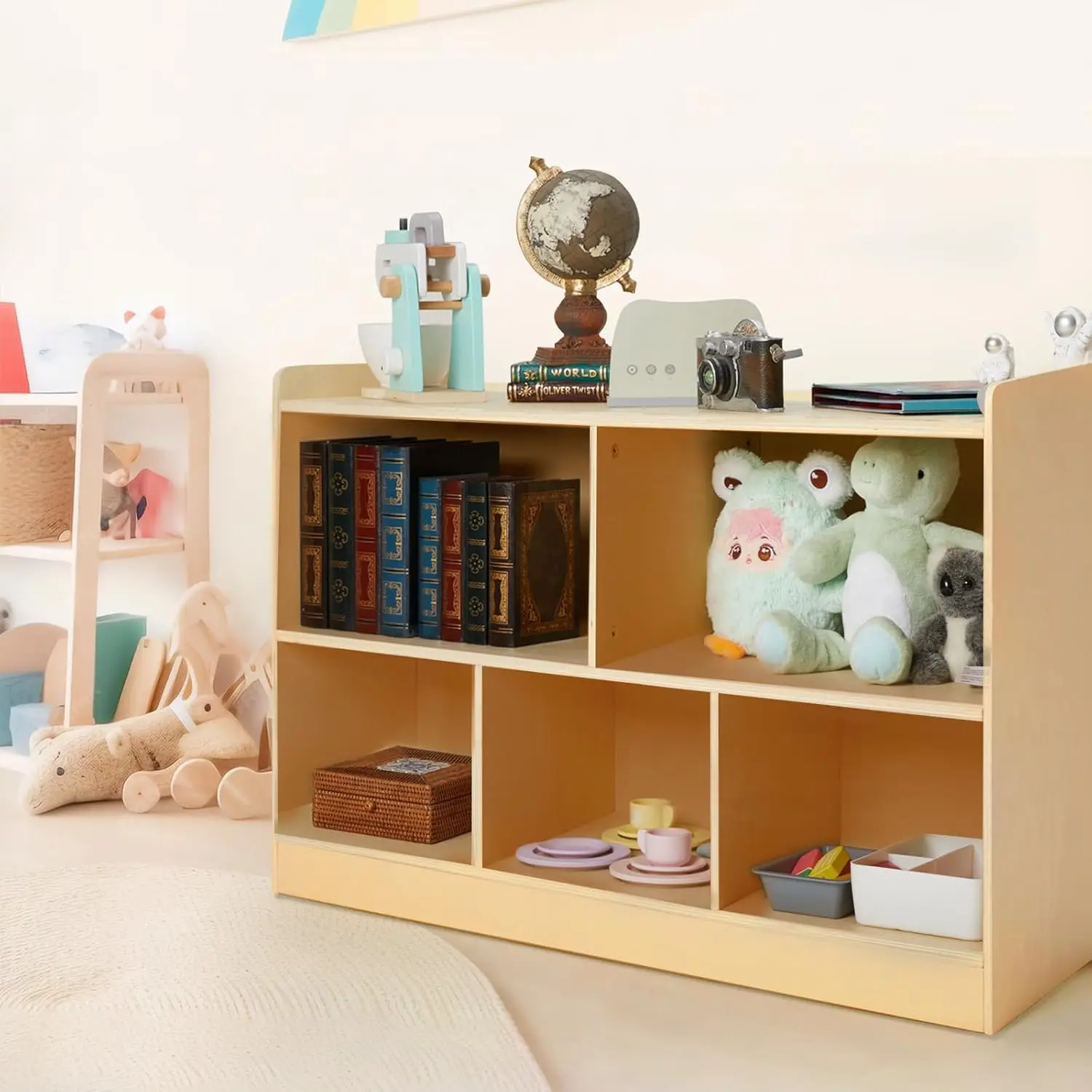 Étagère en bois pour le nettoyage des jouets, étagère à livres pour tout-petits, salle de jeux pour chambres d'enfants, crèche, jardin d'enfants, stockage de jouets, évaluation, Montessori