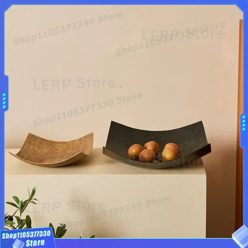 Modern Black Gold Aluminum Tray Creative Metal Paper Modeling Decorative Fruit Plate Simple Desktop Storage for Home Room