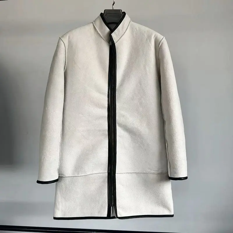 Winter Thicken Warm Sheepskin Fur Integration Long Real Leather Jacket Liner Men Women Whole Skin Lengthened Sheepskin Jacket