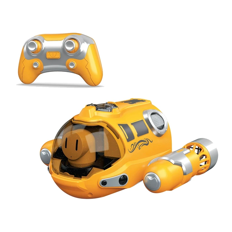 Mini barco RC 2,4G Spray barco de Control remoto fácil de usar juguetes acuáticos para niños regalo de cumpleaños juguetes con forma de barco submarino amarillo