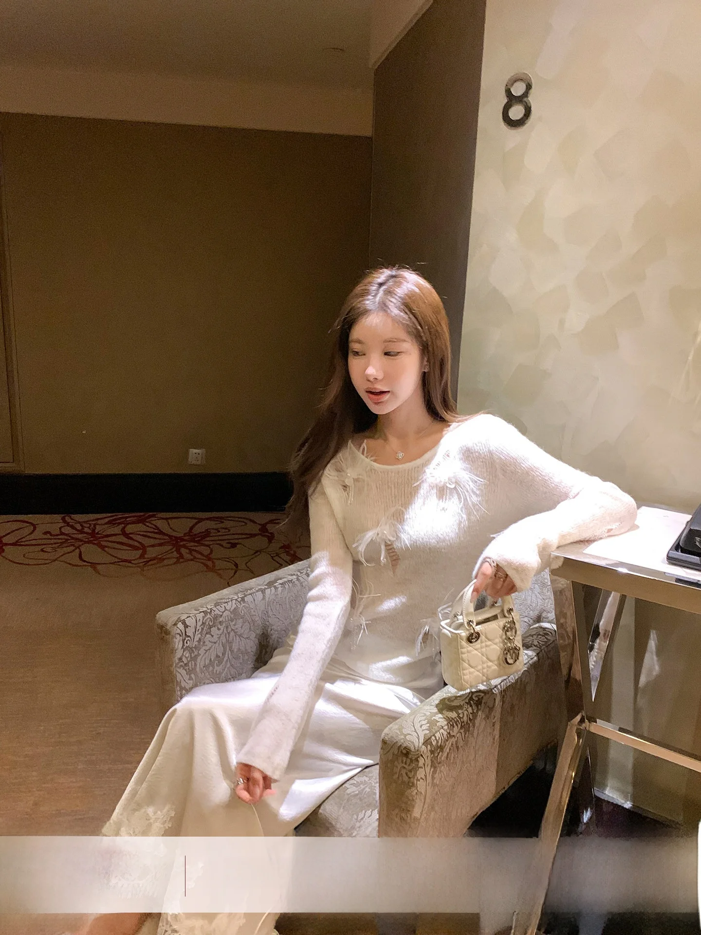 

Yoyozhang Women's Knitted Hollow out Sweater Wool Blend Casual Top Faionable Autumn Winter Loose Fit round Ne Long Sve