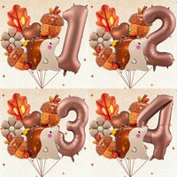 7pcs Autumn Pinecone Hedgehog Balloon Set 32 inch Brown Number 1-9 Birthday Balloon Thanksgiving Party Decoration Photo Props