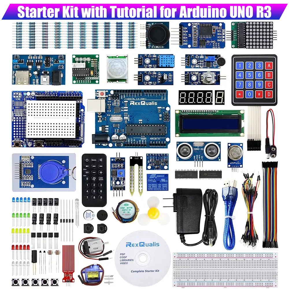 Starter Kit with Tutorial for Arduino UNO R3 Programming Beginner Learning Kit with Servo STEM Kit Compatible with Arduino IDE