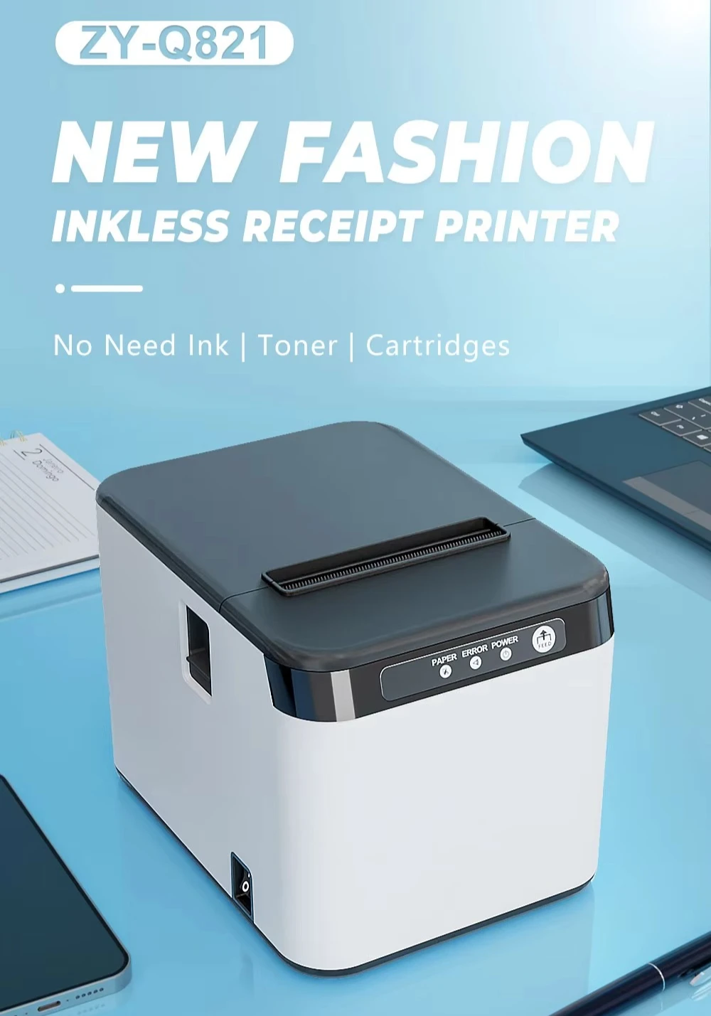 Inkless 80mm Receipt Printer Usb Thermal Pos Billing Printer