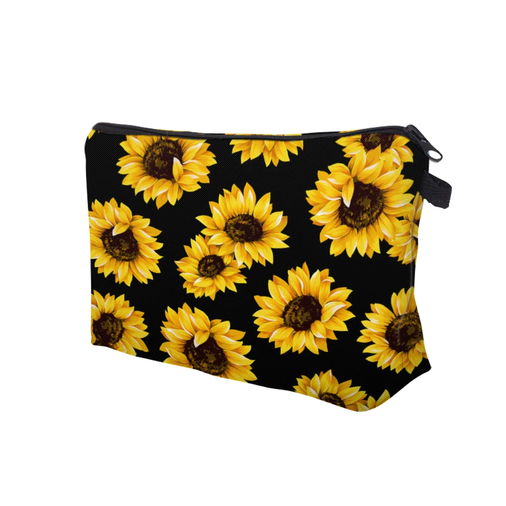 Adorable Sunflower Pattern Cosmetic Bag - Roomy Makeup Bag for Travel and Toiletry Organization - Waterproof and Durable Gift